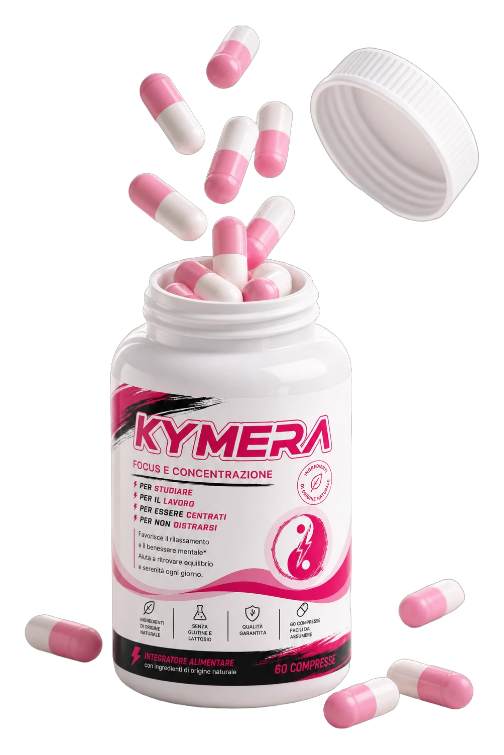 Barattolo KYMERA aperto con le compresse